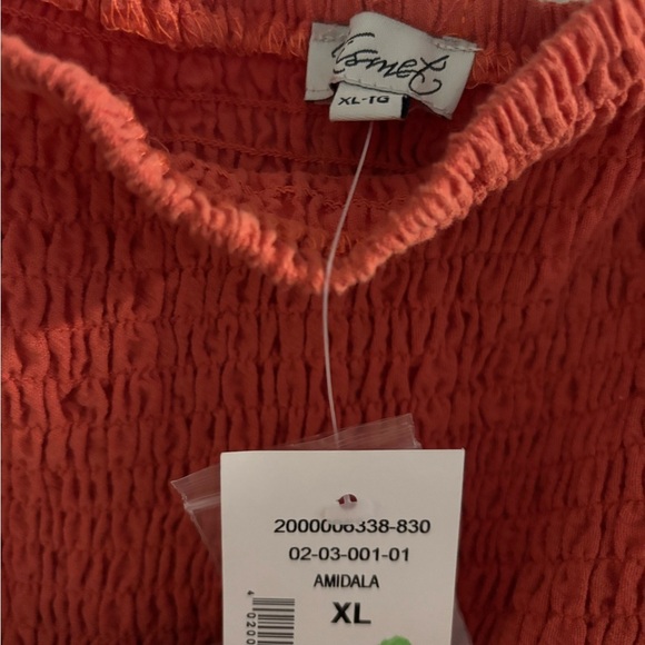 BNWT TERRACITTA COLOURED SMOCKED TOP BY KISMET SIZE XL - Picture 2 of 3